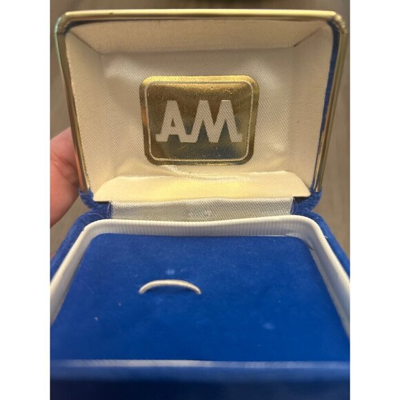 American Flag Brooch Pin With Red & Blue Rhinestones Gold Tone Metal Storage 2x3 - Picture 6 of 6